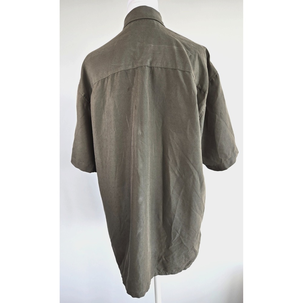 Bamboo Cay Camp Shirt Forest Green Emboidery Hawaiian Short Sleeves M Sz Small - Picture 2 of 12